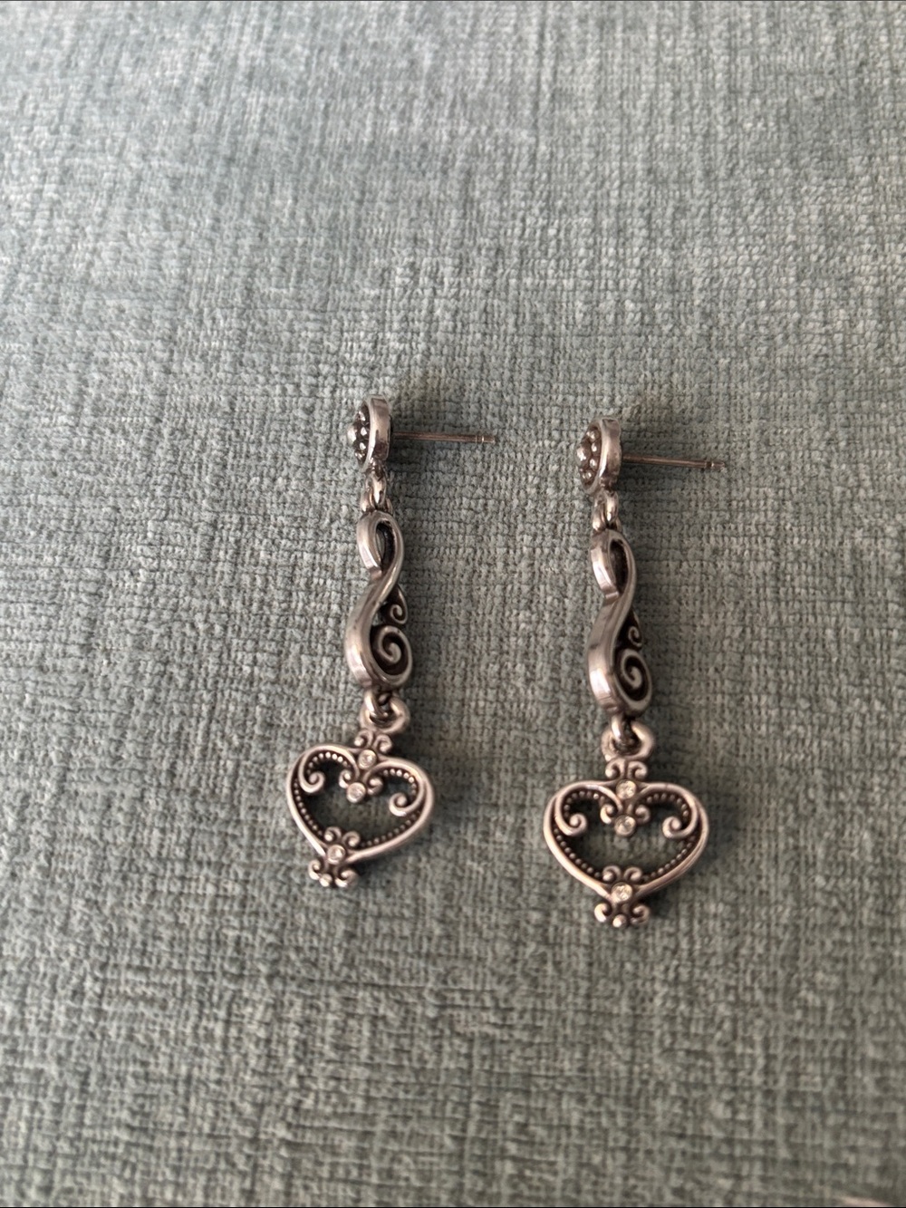 Brighton Silver-Tone Heart Drop Earrings